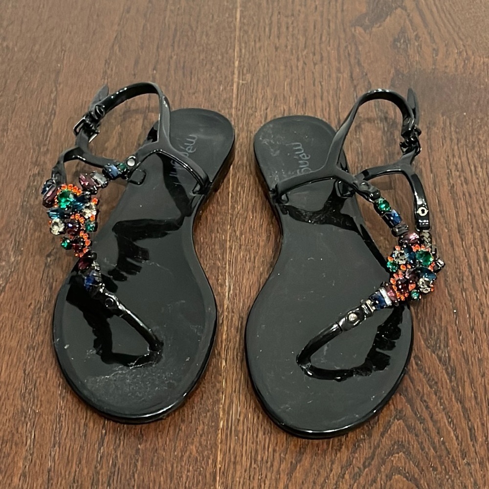 Menghi Womenms Black Thong Jelly’s Size 36/6